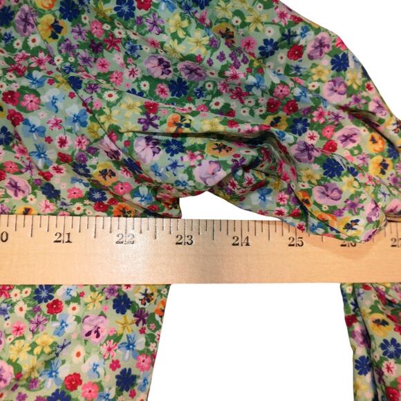 Floral Button Down Shirt Womens 2XL Colorful Long Sleeve Collared Blouse Light - Picture 7 of 12